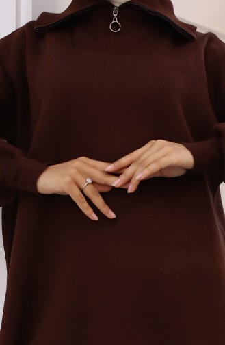Triko Tunik 11043-06 Kahverengi