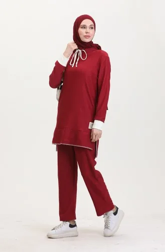 طقم ثنائي ىونيك بنطلون 0548-03 أحمر غامق 0548-03