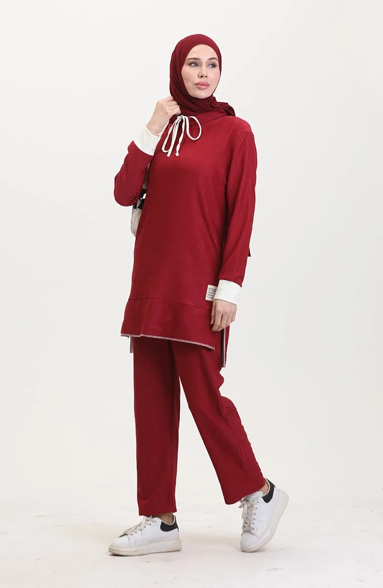 طقم ثنائي ىونيك بنطلون 0548-03 أحمر غامق 0548-03