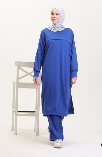 İki İplik Tunik Pantolon İkili Takım 0549-03 Saks