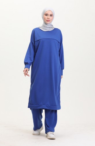 İki İplik Tunik Pantolon İkili Takım 0549-03 Saks