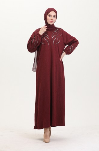 Weinrot Hijab Kleider 0547-01