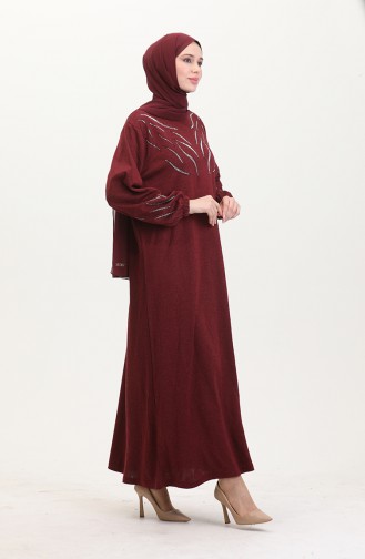 Weinrot Hijab Kleider 0547-01