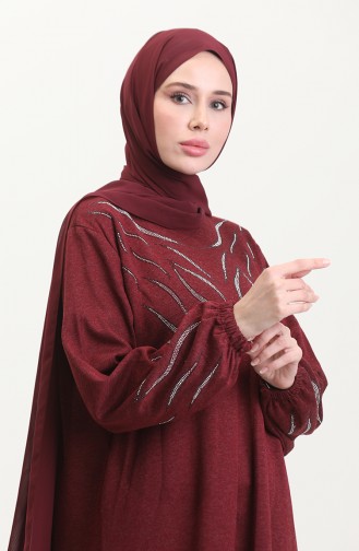 Weinrot Hijab Kleider 0547-01
