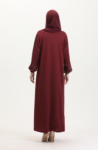 Weinrot Hijab Kleider 0547-01