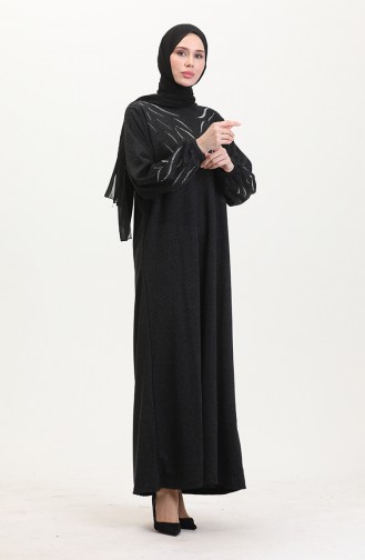 Schwarz Hijab Kleider 0547-04