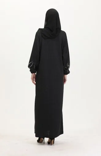 Elastic Sleeve Stoned Dress 0547-04 Black 0547-04