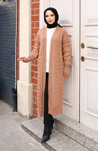 Lange Strickjacke Aus Haarstrick 0386-01 Nerz 0386-01