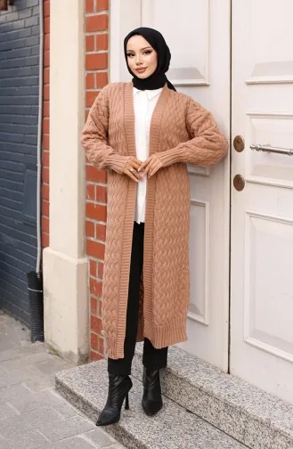 Lange Strickjacke Aus Haarstrick 0386-01 Nerz 0386-01