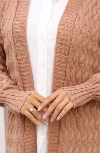 Lange Strickjacke Aus Haarstrick 0386-01 Nerz 0386-01