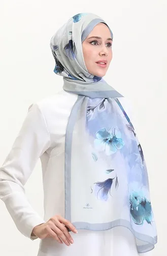 Amber Sjaal 70250-09 Zilvergrijs Blauw 70250-09