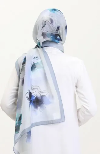 Amber Sjaal 70250-09 Zilvergrijs Blauw 70250-09