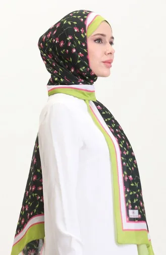 Desenli Soft Şal 70264-08 Fıstık Yeşili Siyah