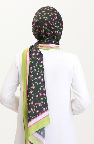 شال سوفت منقوش 70264-08 أخضر فستقي أسود 70264-08