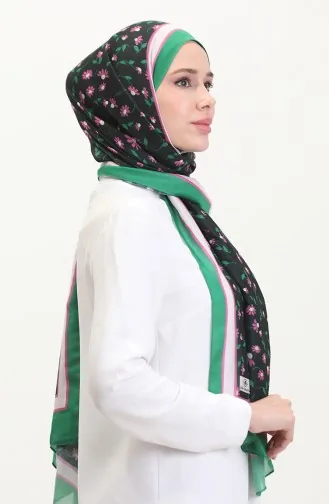 Desenli Soft Şal 70264-14 Yeşil Siyah