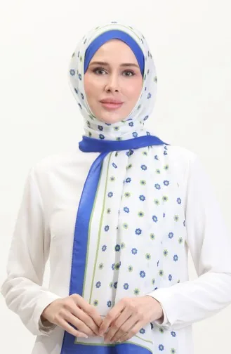 Desenli Soft Şal 70265-01 Saks Yeşil