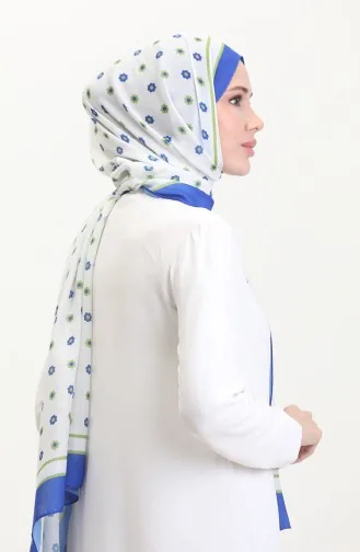 Desenli Soft Şal 70265-01 Saks Yeşil