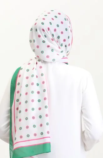 شال سوفت منقوش 70265-02 أخضر زمردي وردي  70265-02