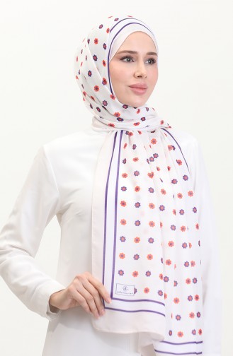 Desenli Soft Şal 70265-03 Krem Mor