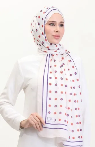Patterned Soft Shawl 70265-03 Cream Purple 70265-03