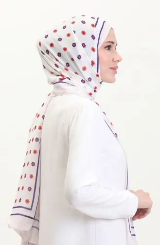 Patterned Soft Shawl 70265-03 Cream Purple 70265-03