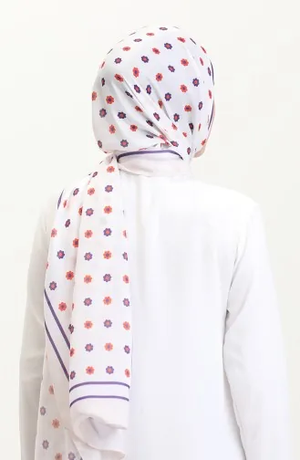 Patterned Soft Shawl 70265-03 Cream Purple 70265-03