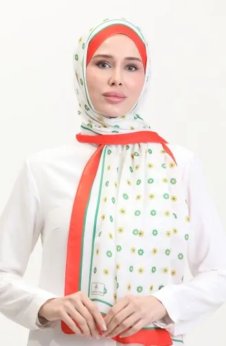 Desenli Soft Şal 70265-05 Turuncu Yeşil