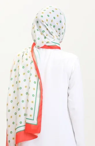 Desenli Soft Şal 70265-05 Turuncu Yeşil