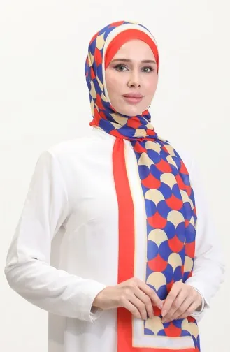 Desenli Soft Şal 70266-01 Turuncu Saks