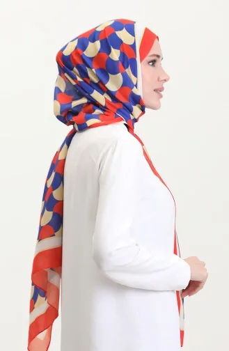 Desenli Soft Şal 70266-01 Turuncu Saks