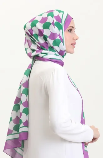 Desenli Soft Şal 70266-03 Eflatun Yeşil