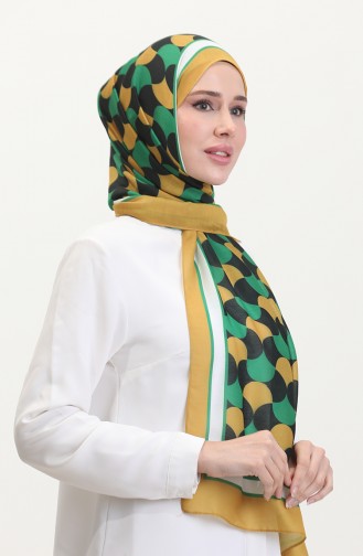 Desenli Soft Şal 70266-04 Hardal Yeşil