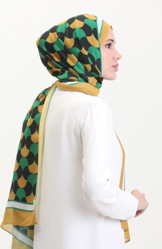 Desenli Soft Şal 70266-04 Hardal Yeşil