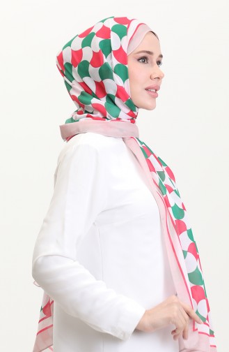 Desenli Soft Şal 70266-08 Fuşya Yeşil