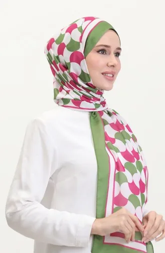 Desenli Soft Şal 70266-10 Fıstık Yeşili Fuşya