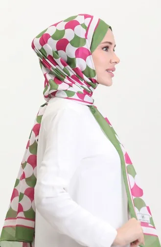 Desenli Soft Şal 70266-10 Fıstık Yeşili Fuşya