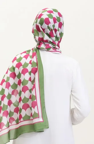 Desenli Soft Şal 70266-10 Fıstık Yeşili Fuşya