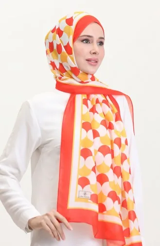 Desenli Soft Şal 70266-12 Turuncu Sarı