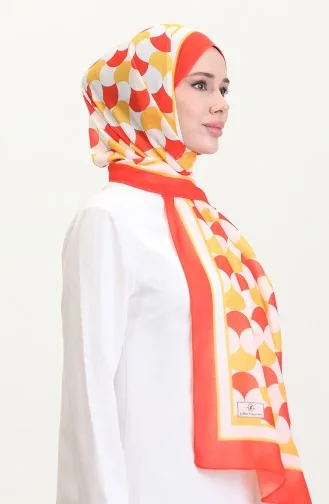 Desenli Soft Şal 70266-12 Turuncu Sarı