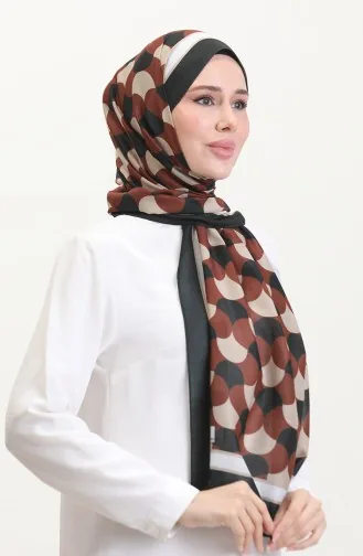 Desenli Soft Şal 70266-15 Kahverengi Siyah