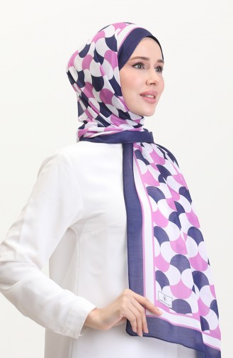 Desenli Soft Şal 70266-16 Leylak Rengi Lacivert