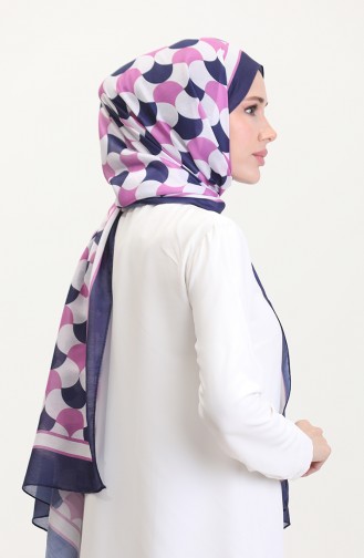 Desenli Soft Şal 70266-16 Leylak Rengi Lacivert