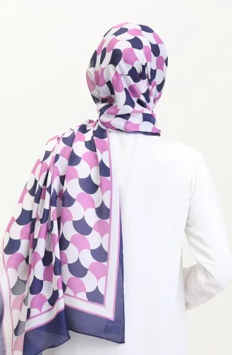 Desenli Soft Şal 70266-16 Leylak Rengi Lacivert