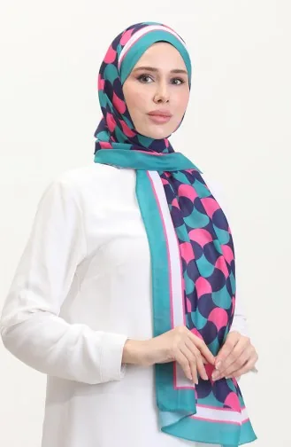 شال سوفت منقوش 70266-17 أخضر وردي 70266-17