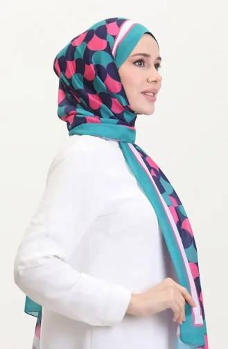 شال سوفت منقوش 70266-17 أخضر وردي 70266-17