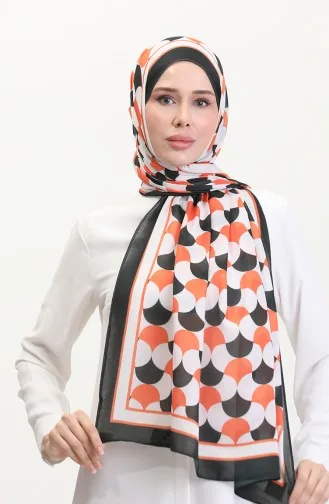 Desenli Soft Şal 70266-18 Siyah Turuncu