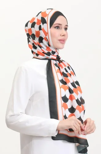 Desenli Soft Şal 70266-18 Siyah Turuncu