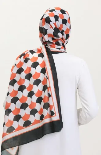 Desenli Soft Şal 70266-18 Siyah Turuncu