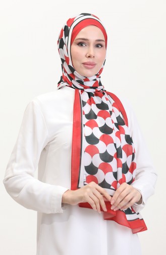 شال سوفت منقوش 70266-19 أسود أحمر 70266-19