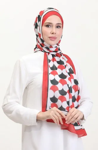 Desenli Soft Şal 70266-19 Siyah Kırmızı